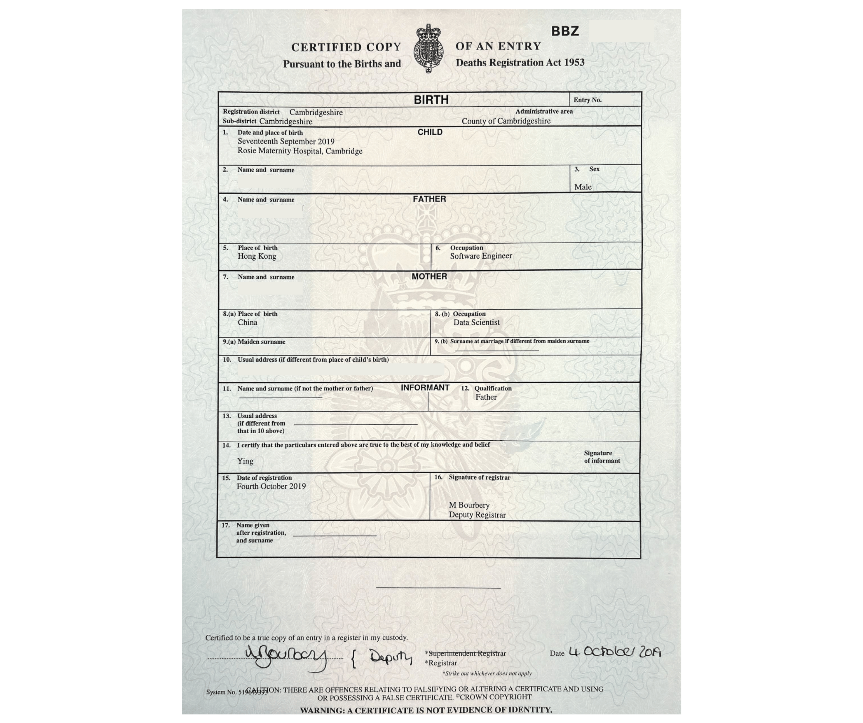 birth certificate online